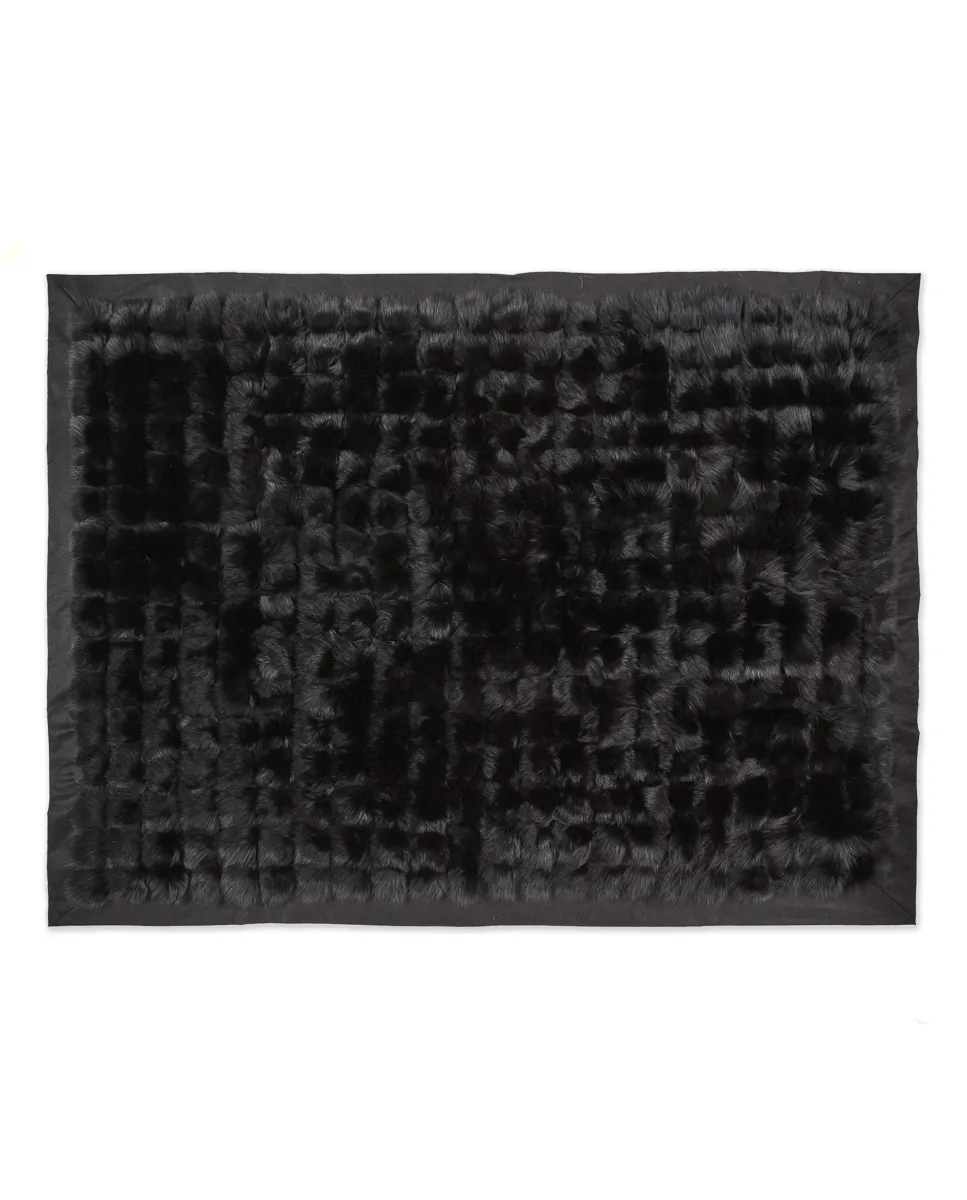 Black Fox Fur Blanket Swarz