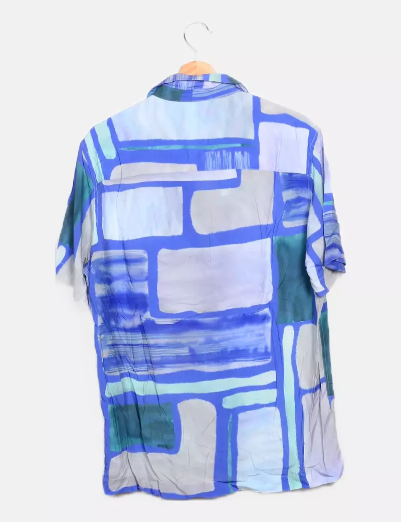 Blue Printed Casual Mango Shirt