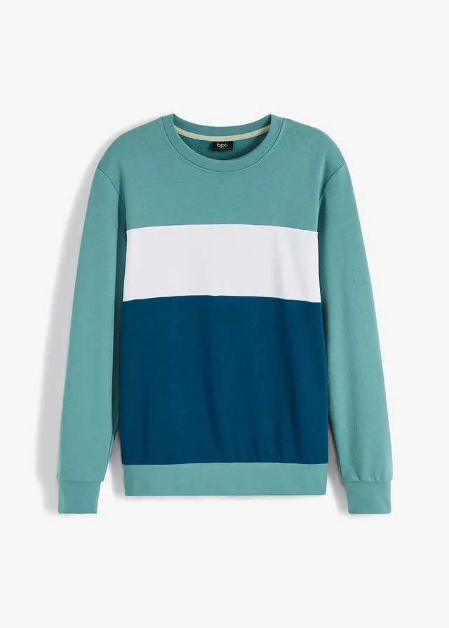 Blue sweatshirt aqua-white-petrol blue