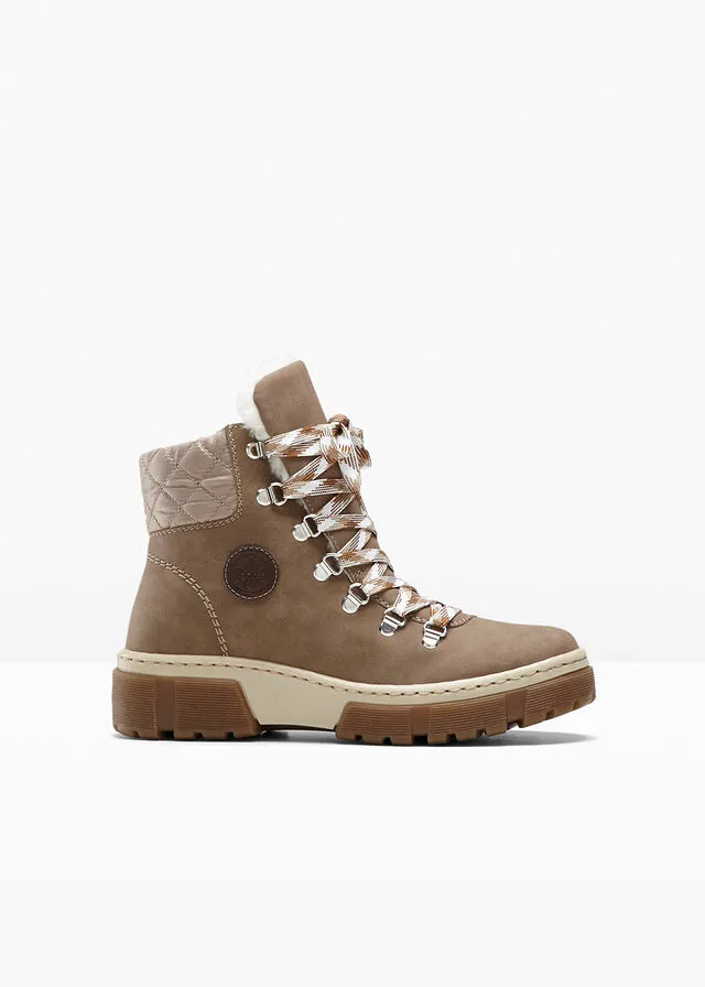 Greyish-brown Rieker lace-up boots