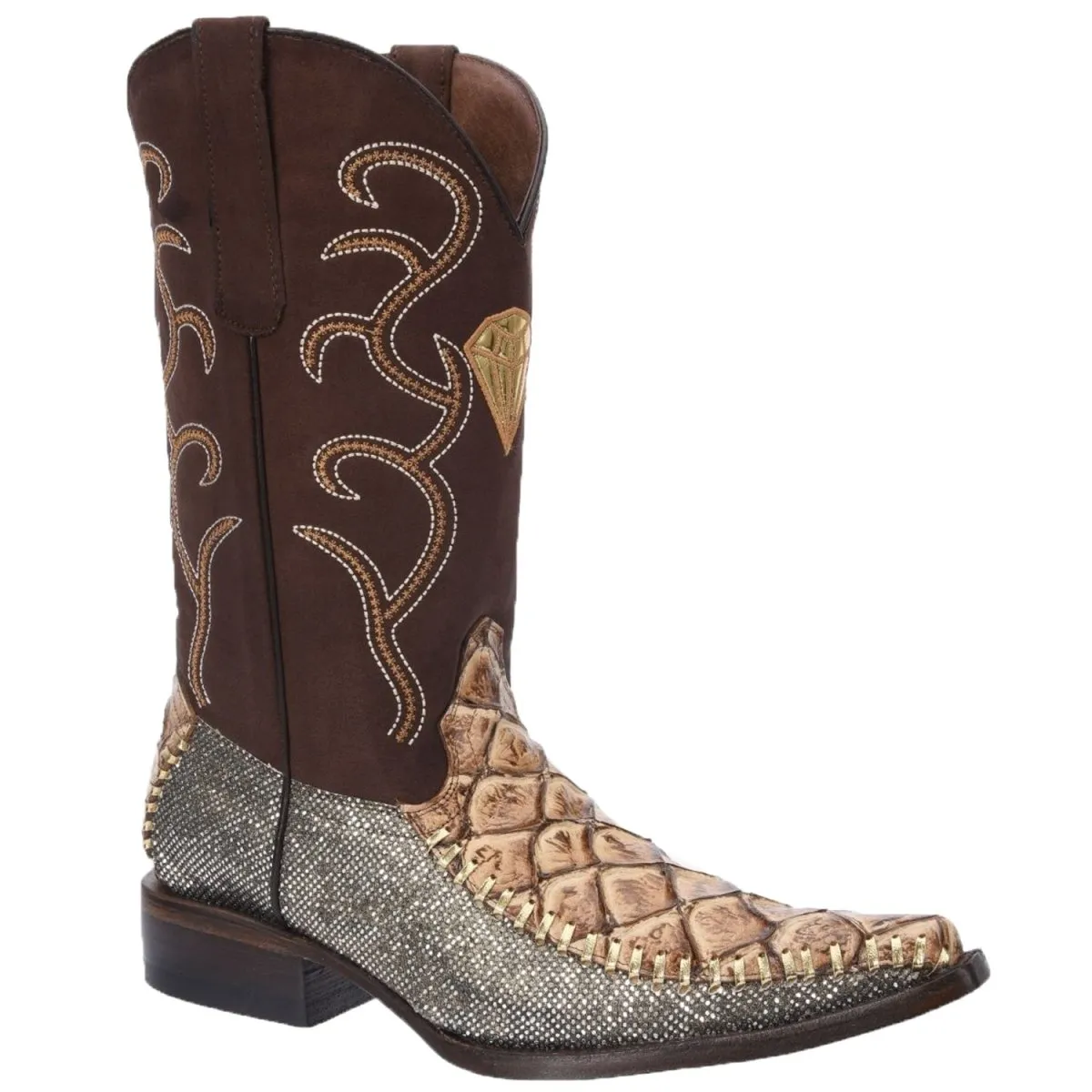 Botas de Pescado Pirarucu Grabado en Horma 3X Aladino Color Arena WD-102