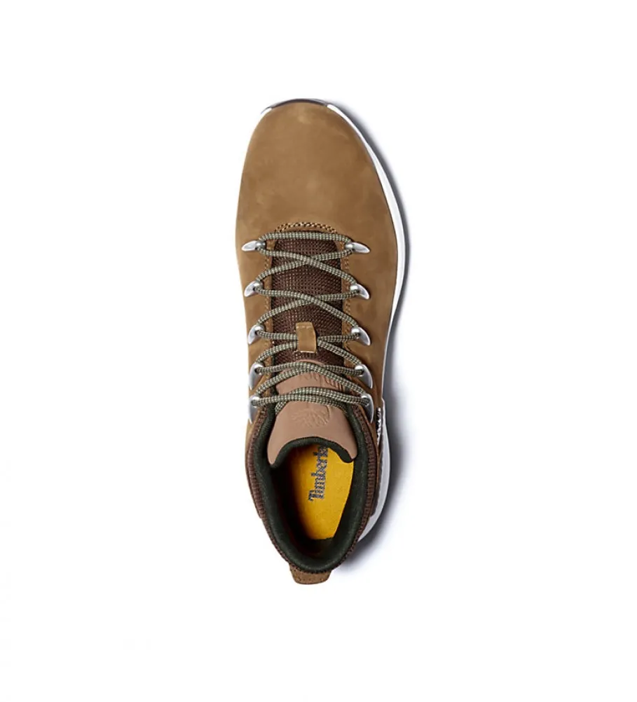 Brown Leather Sprint Trekker Mid Boots.