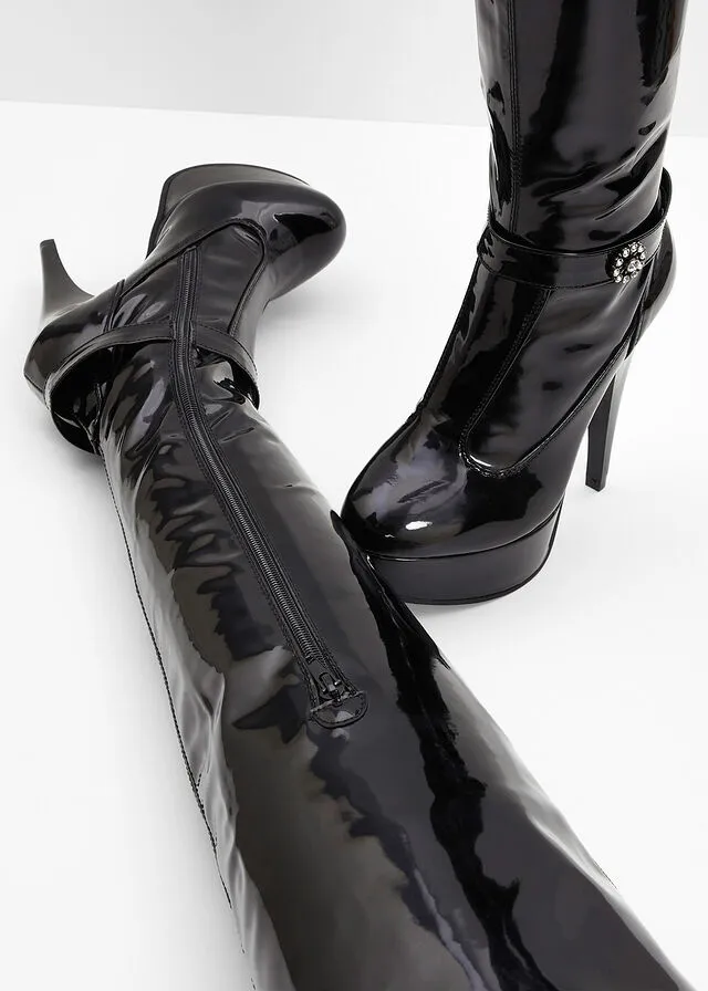 Black Over-the-Knee Platform Boots
