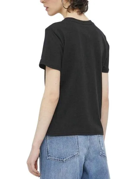 Tommy Jeans Women's Black Serif T-Shirt.