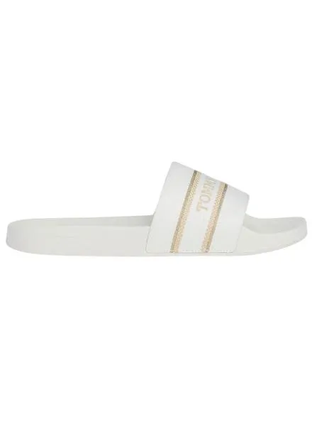 Tommy Hilfiger White Braided Logo Sandals