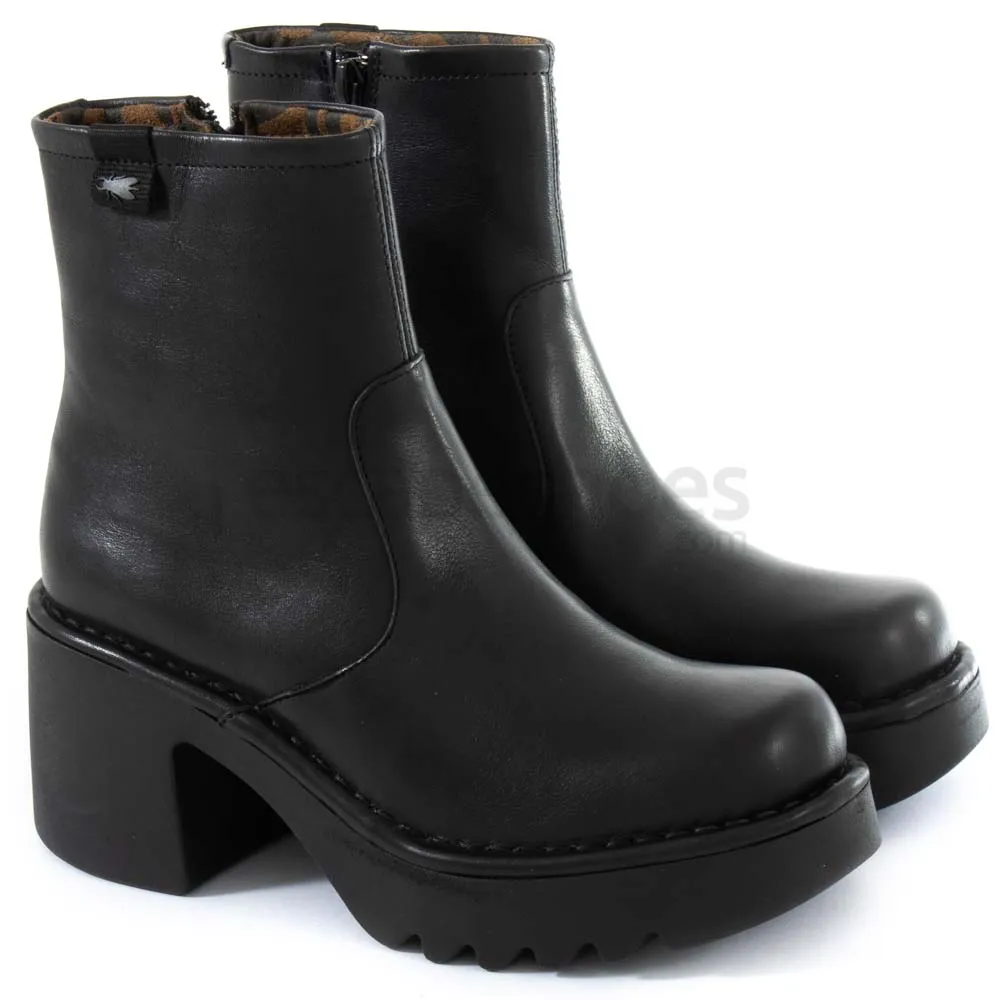 Fly London Black Leather Ankle Boots - Moge250 Arkansas