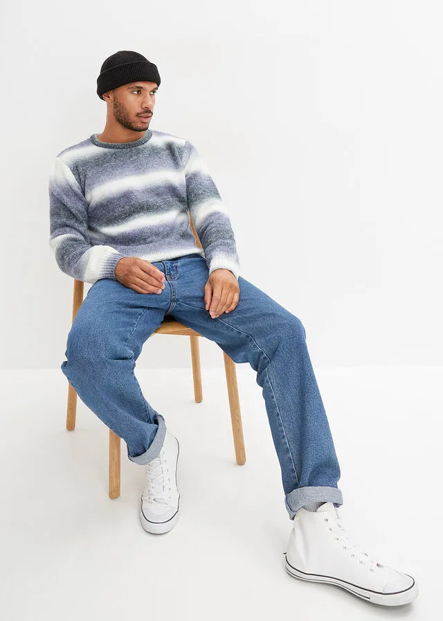 Blue Striped Matte Jersey Shirt.