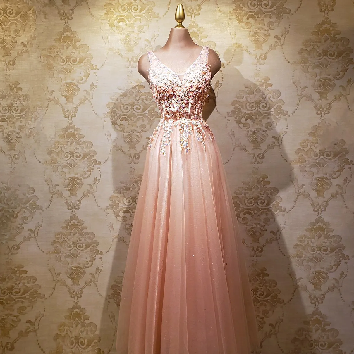 Light Pink Long Formal Corset Dress