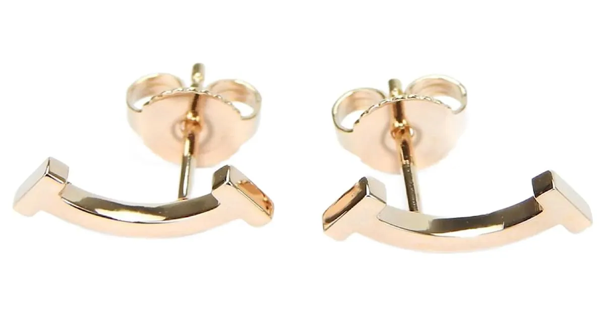 Pendientes de oro rosa T Smile de Tiffany & Co. Dorado 