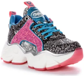Plataformas veganas para mujeres Buffalo Binary Glam en rosa multi