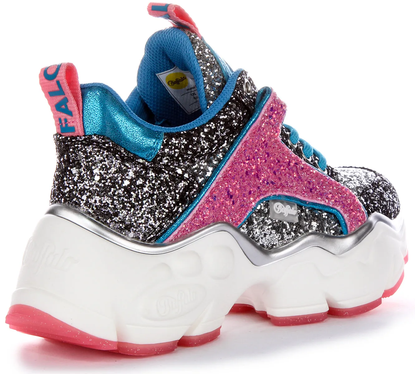 Plataformas veganas para mujeres Buffalo Binary Glam en rosa multi
