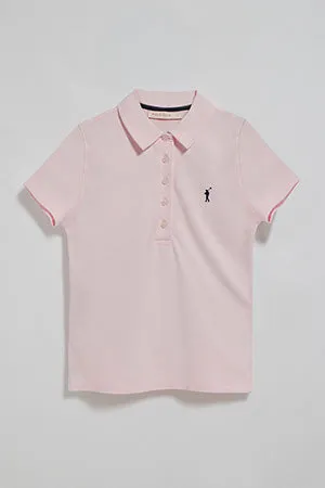 Polo Pereira rosa de cinco botones con bordado Rigby Go