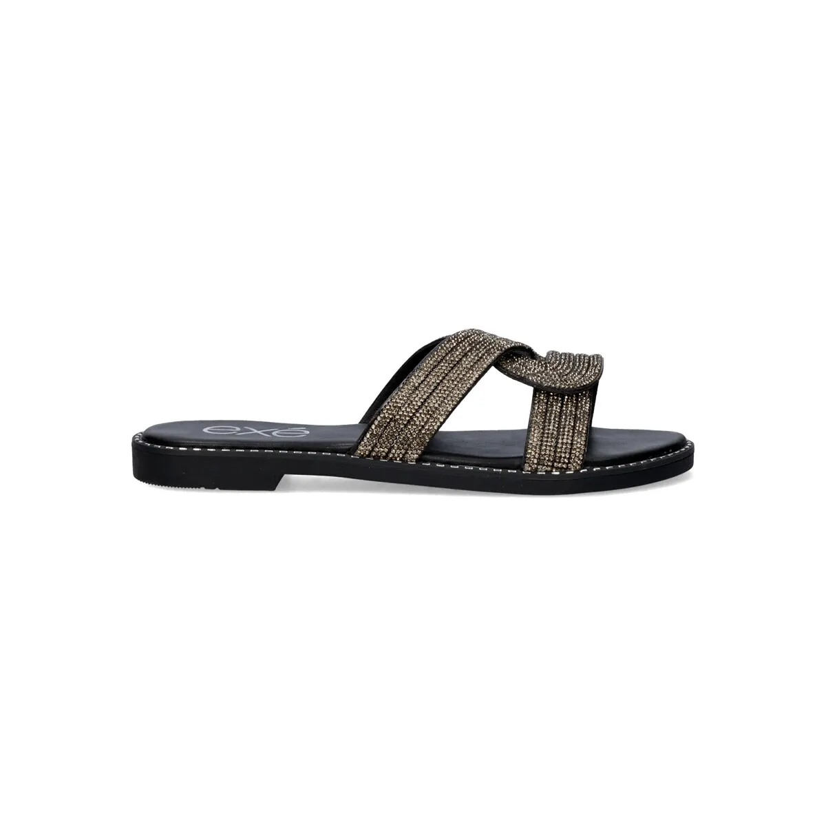 SANDALIA PLANA P3375-147 STRASS BLACK