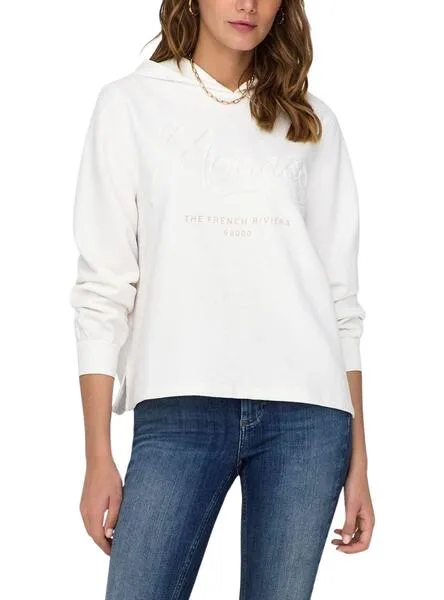 Jersey Mujer Blanco con Capucha Estilo Marinero Marca Only