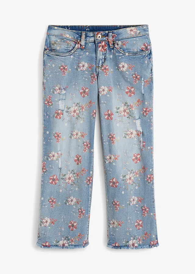 Blue Bleached Culotte Jeans