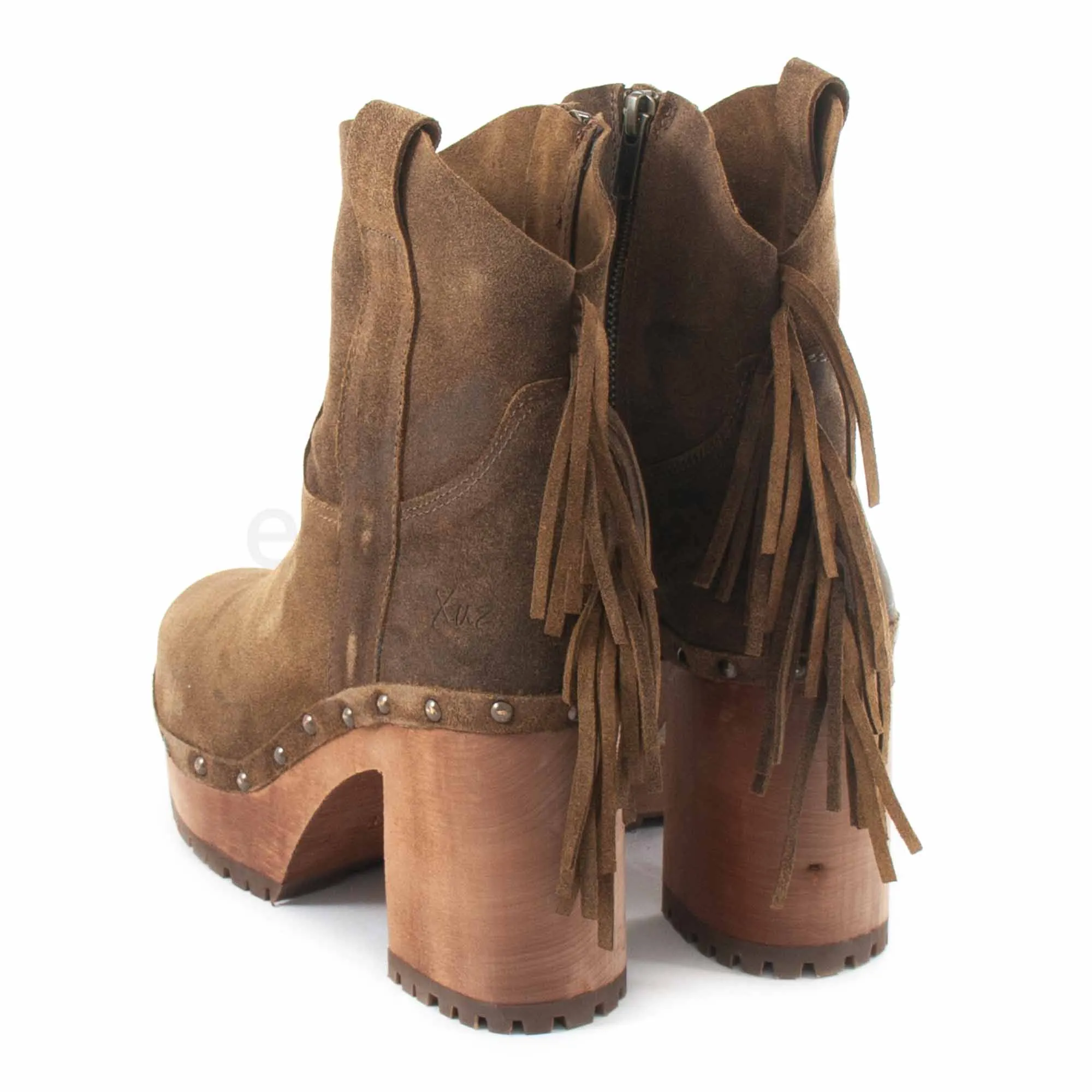 XUZ Brown Fringed High Heel Boots Size 26293