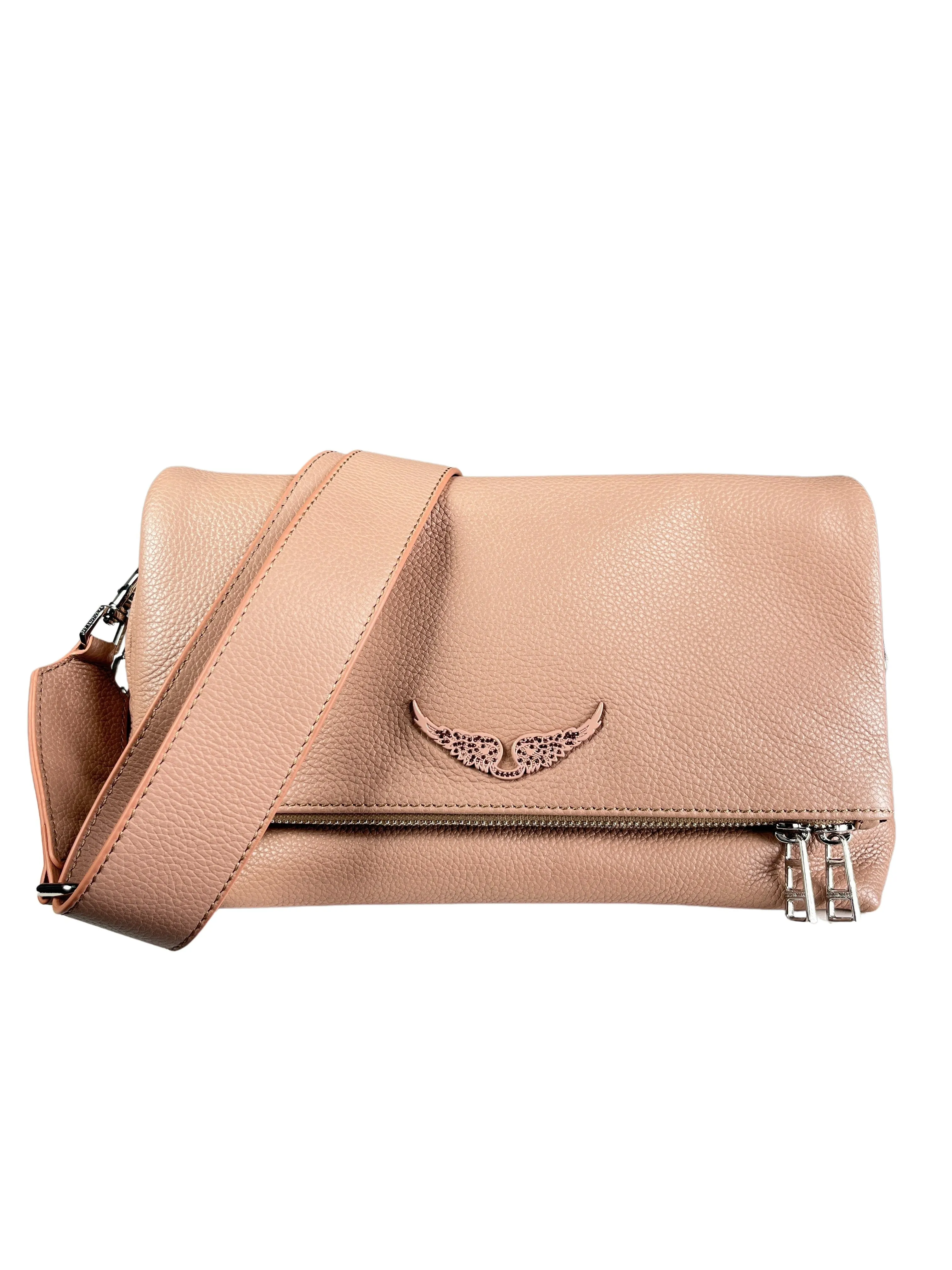 ZADIG & VOLTAIRE Bandolera Rosa Pastel con placa del logo