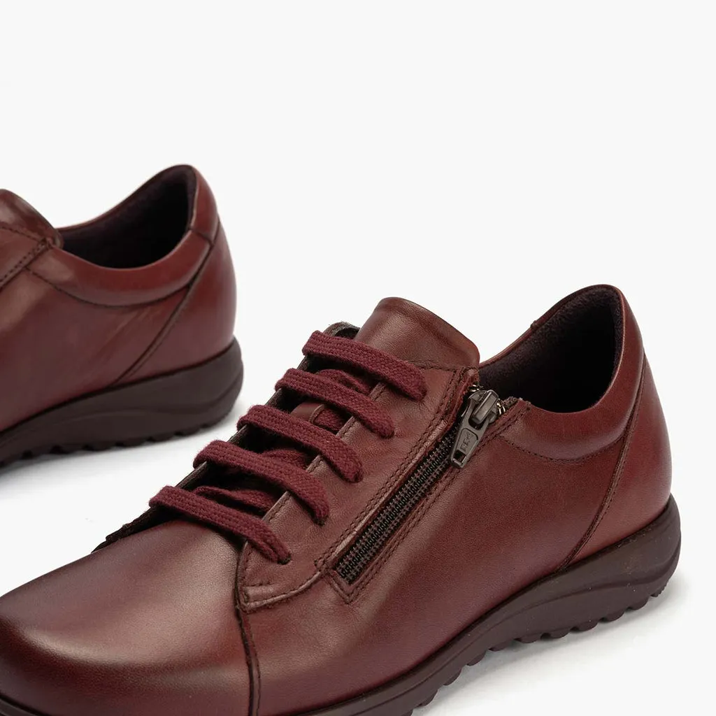 Zapato Deportivo con Cremallera para mujer color burdeos